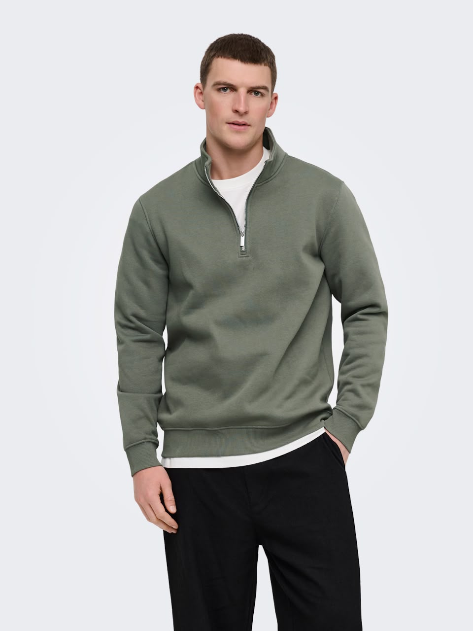 Mock Neck Zipper Sweatshirt
