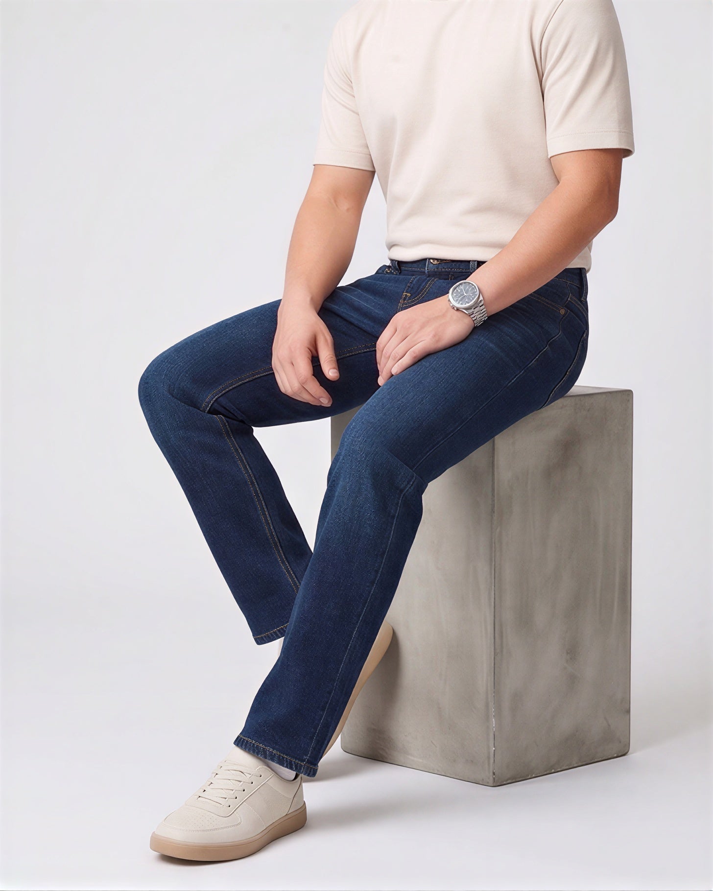 Men Slim Fit Soft Denim Pull&Bear Jeans - Navy Blue