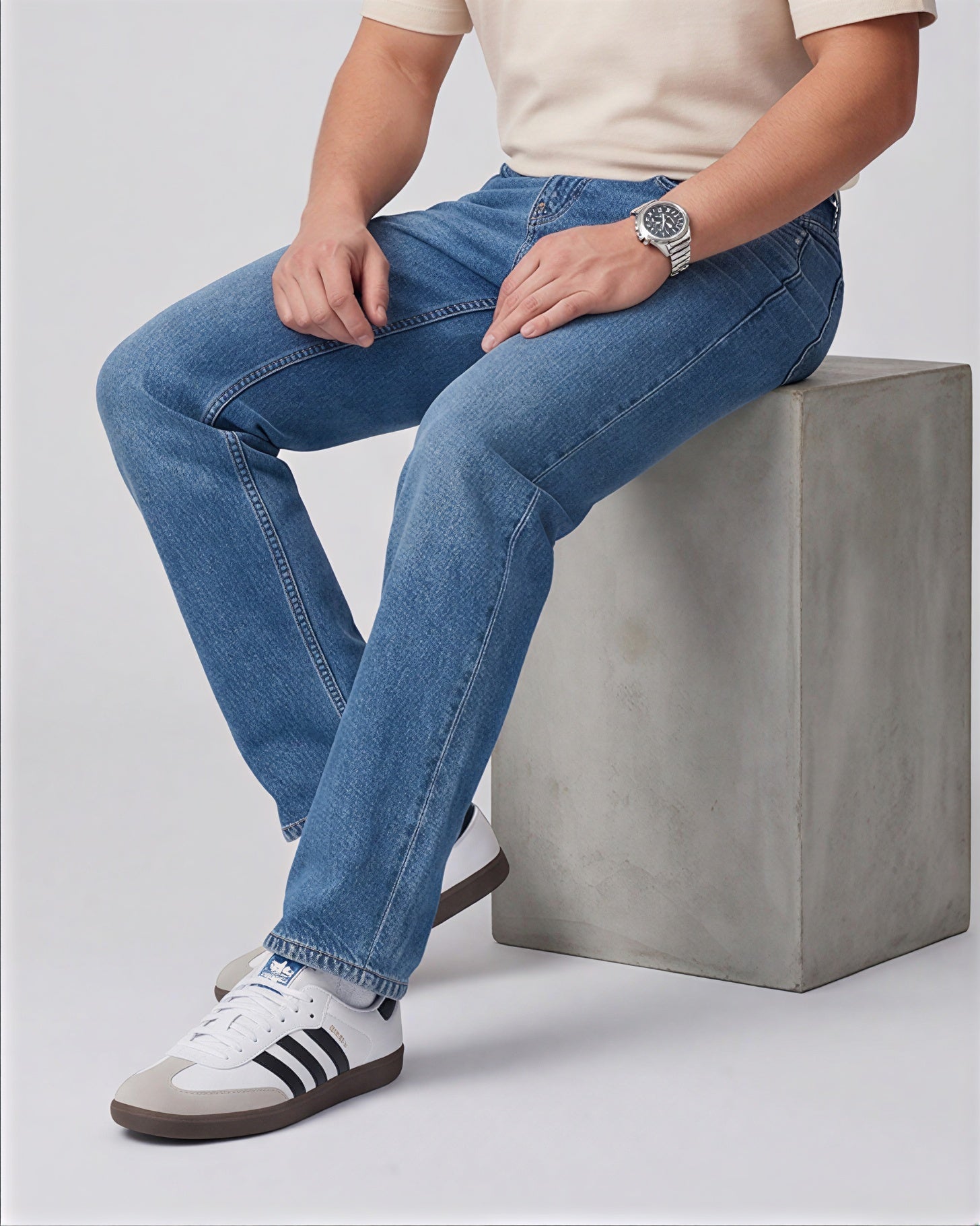 Men Straight Fit Soft Denim Pull&Bear Jeans - Sky Blue
