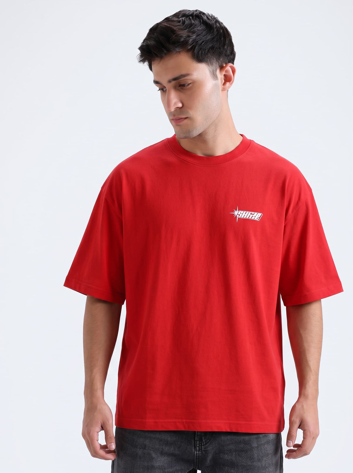Oversized Red Drop Shoulder T-Shirt – 180 GSM