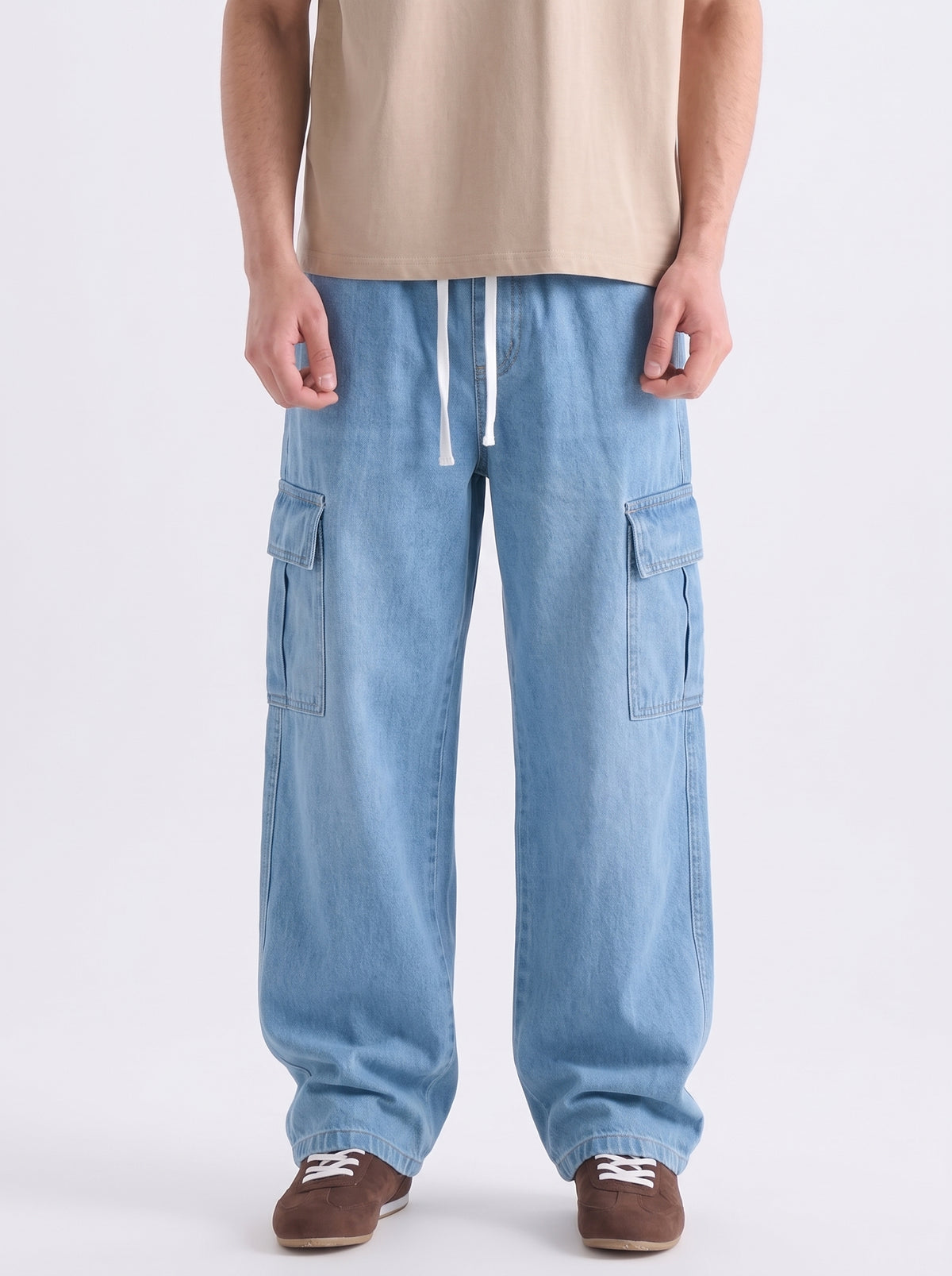 Men’s Cargo Jeans – Baggy Fit | Sky Blue