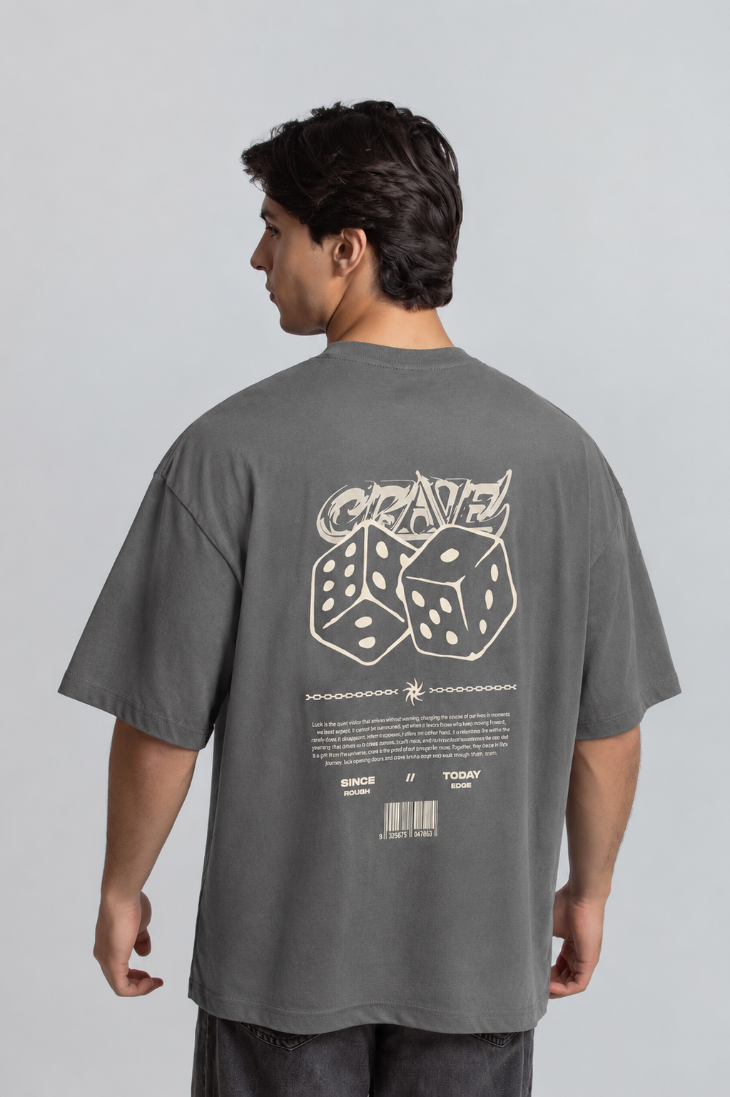 Men's Premium Oversized Charcoal Drop Shoulder T-Shirt – 220-240 GSM Cotton | RoughEdge