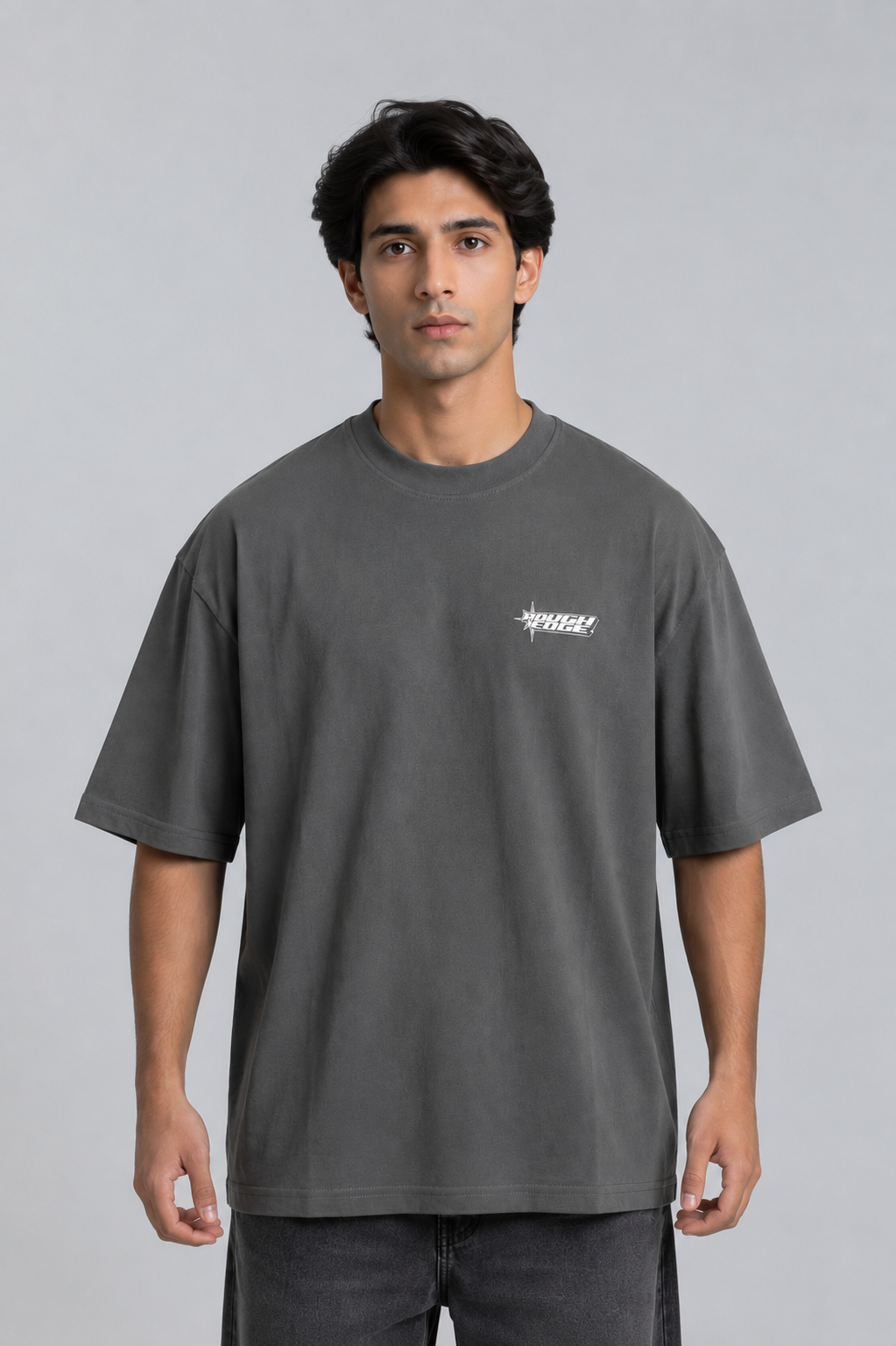 Men's Premium Oversized Charcoal Drop Shoulder T-Shirt – 220-240 GSM Cotton | RoughEdge