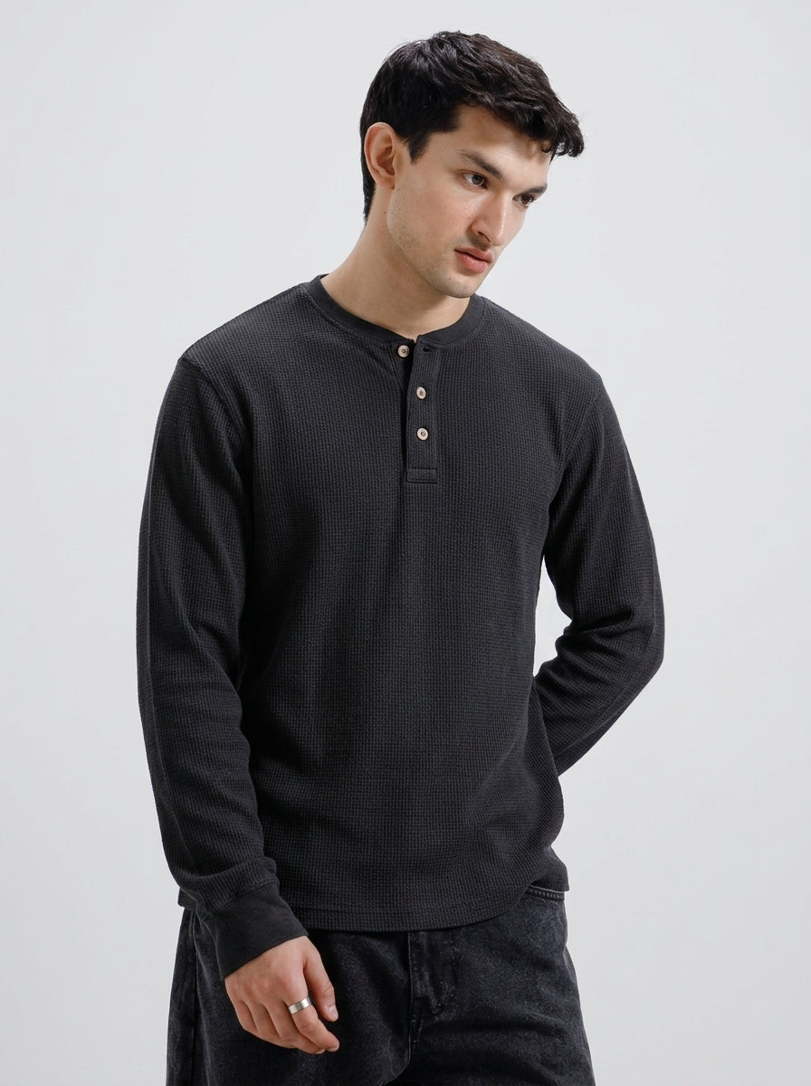 Classic Charcoal Long Sleeve Henley