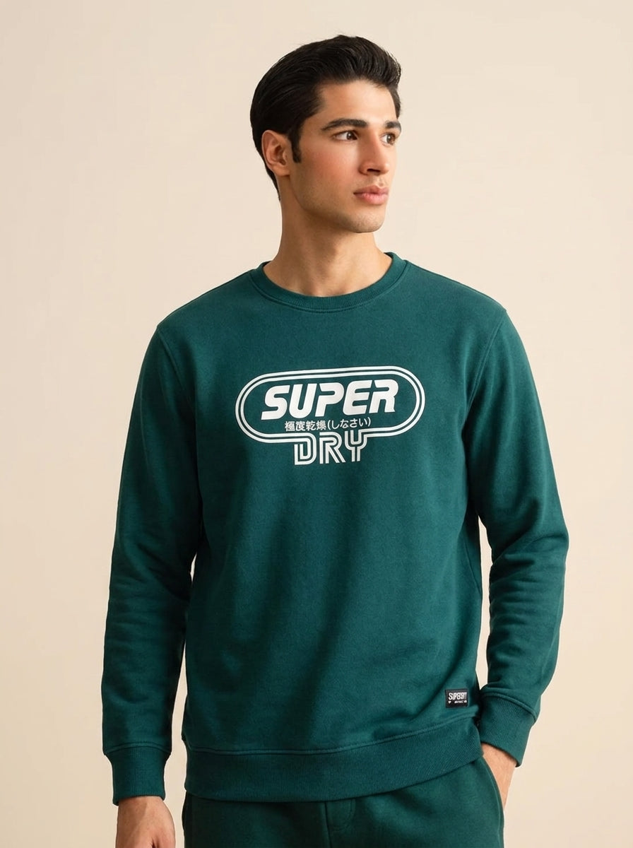 Teal Graphic Crewneck Sweatshirt