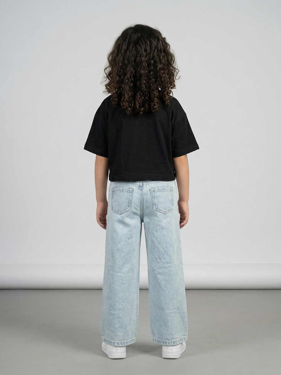 Girls Premium Wide Leg (Baggy) Denim - Light Blue