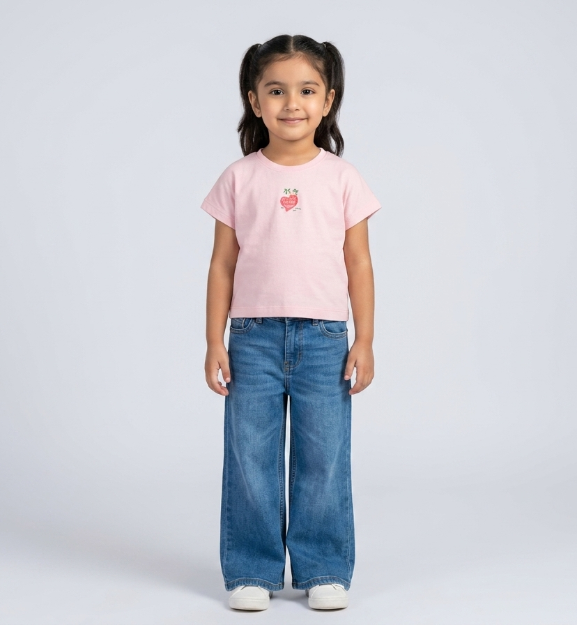 Bachaparty Girls Boxy Fit Graphic T-Shirt - Pink