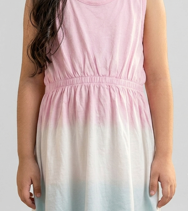 Pink & Blue Ombre Tiered Summer Frock for Girls