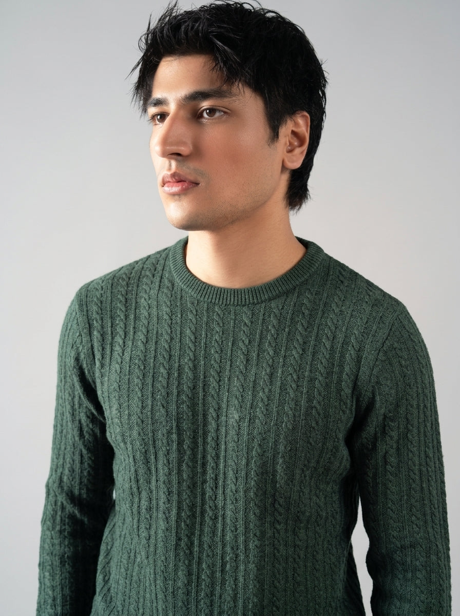 Cable Knit Crewneck Sweatshirt