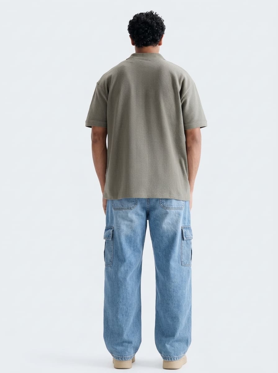 Men's Denim Cargo Jeans - Baggy Fit - Heritage Blue