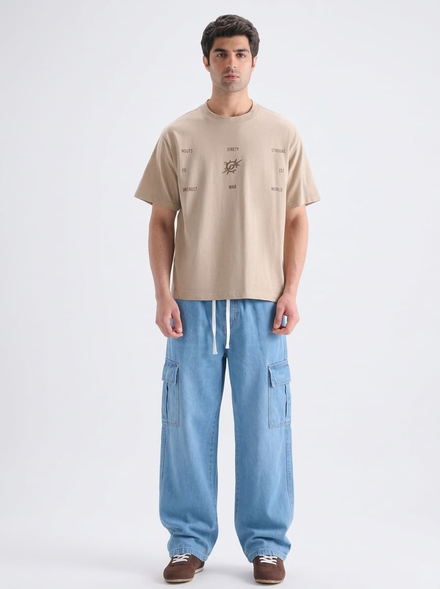 Men’s Cargo Jeans – Baggy Fit | Sky Blue
