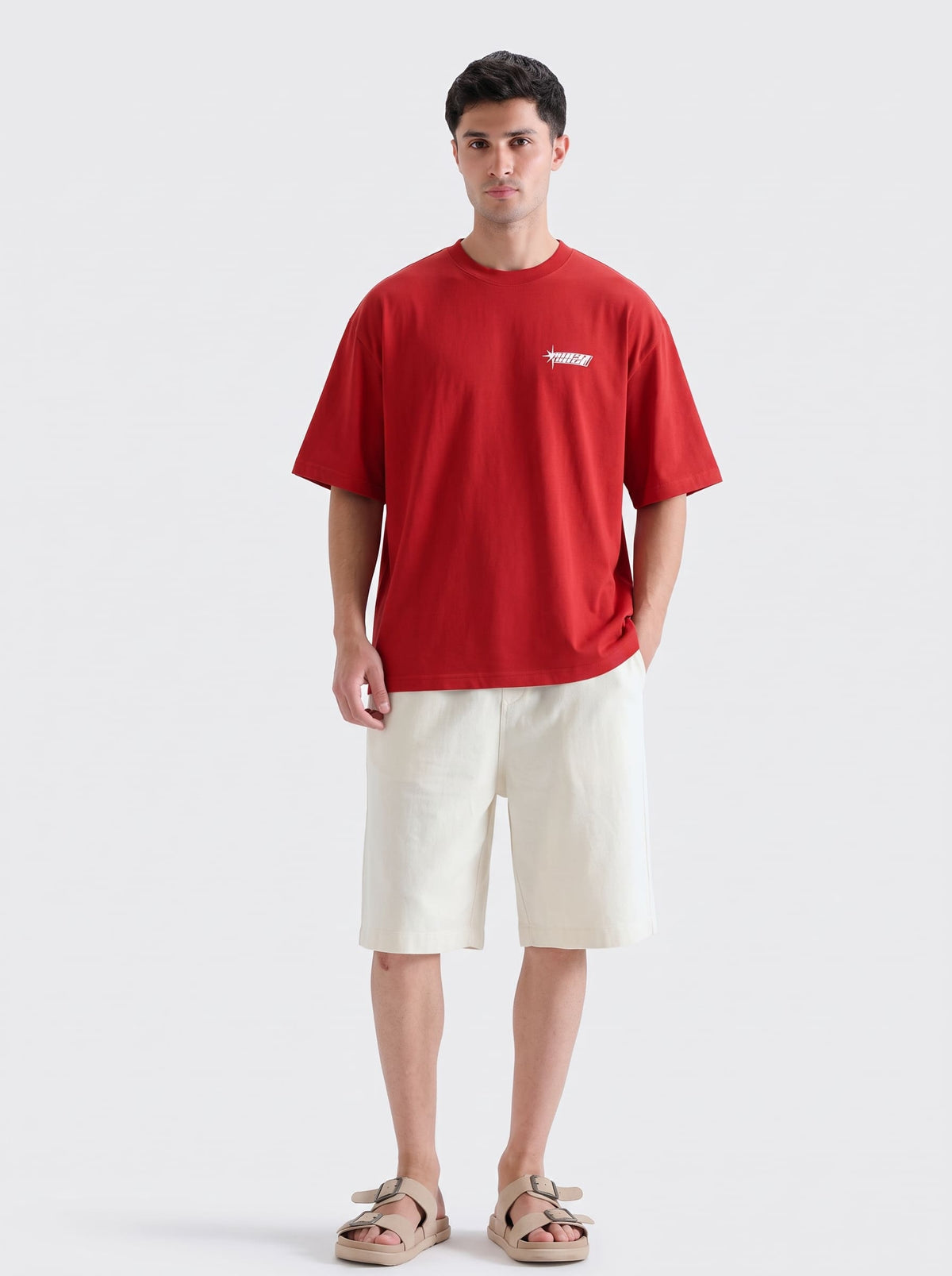 Oversized Red Drop Shoulder T-Shirt – 180 GSM