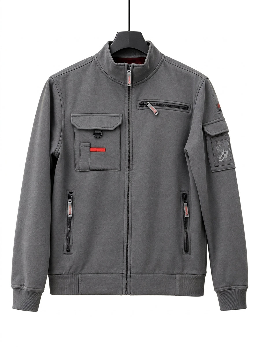 Men’s Tactical Multi-Pocket Utility Jacket — Charcoal Slate