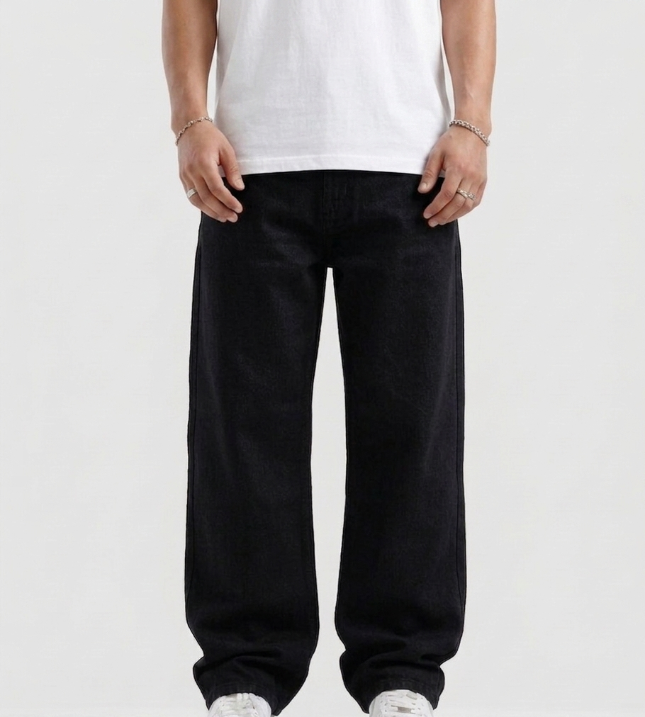 Men's Relax Fit Straight Jeans Black - (Dropsize) Export Leftover Premium Jeans