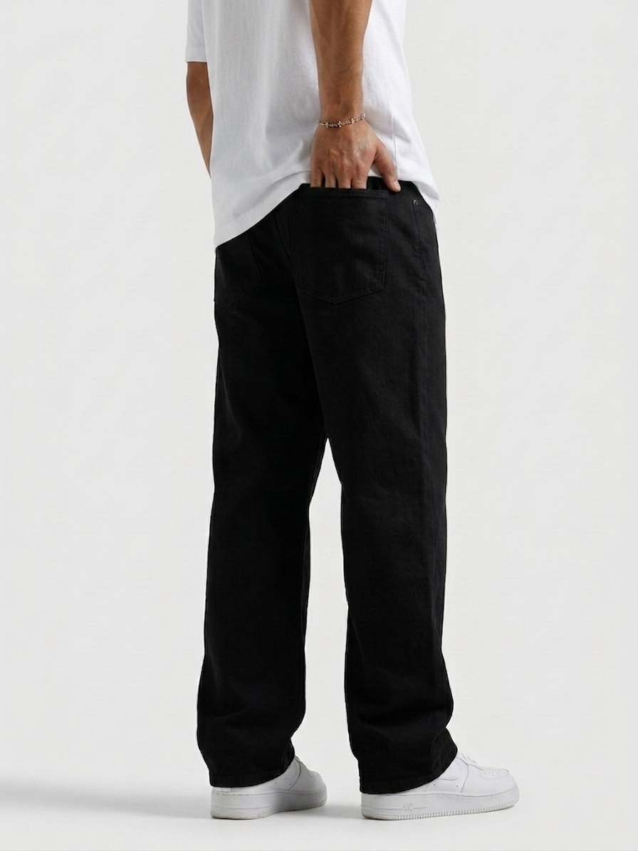 Men's Relax Fit Straight Jeans Black - (Dropsize) Export Leftover Premium Jeans