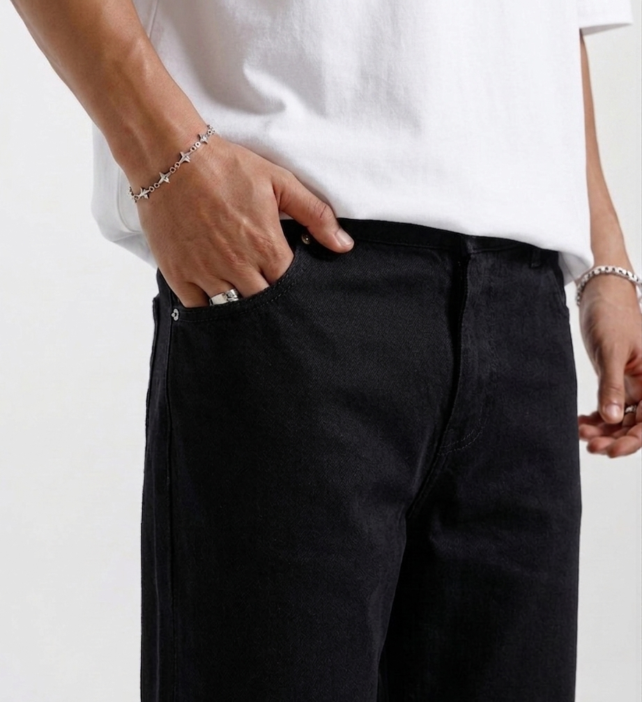 Men's Relax Fit Straight Jeans Black - (Dropsize) Export Leftover Premium Jeans