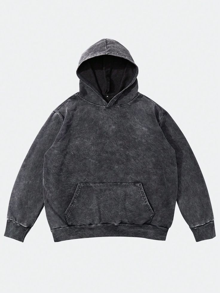 Vintage Acid-Wash Oversized Hoodie — Washed Black