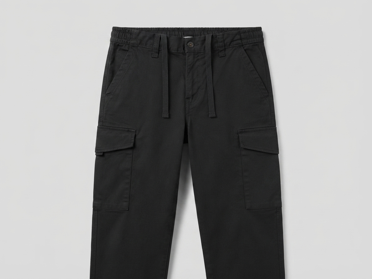 Men c&a cotton cargo trouser - black