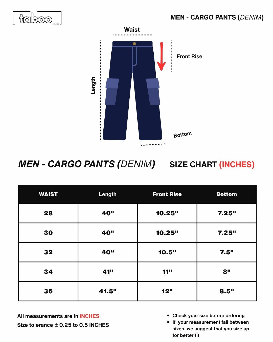 Men's Premium Denim Cargo Trouser - Baggy Fit - Indigo Blue