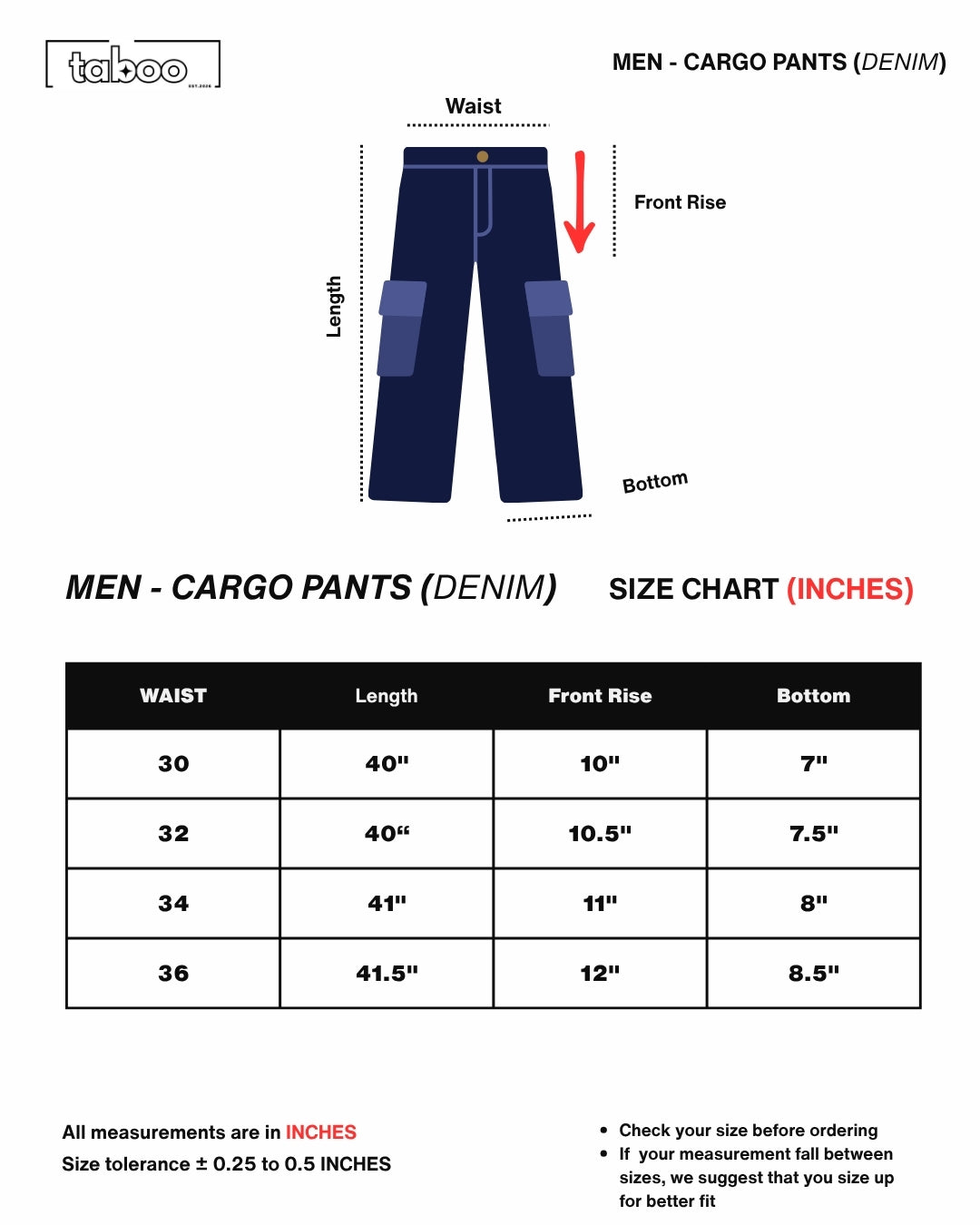 Men's Premium Denim Cargo Trouser - Baggy Fit - Mid Blue