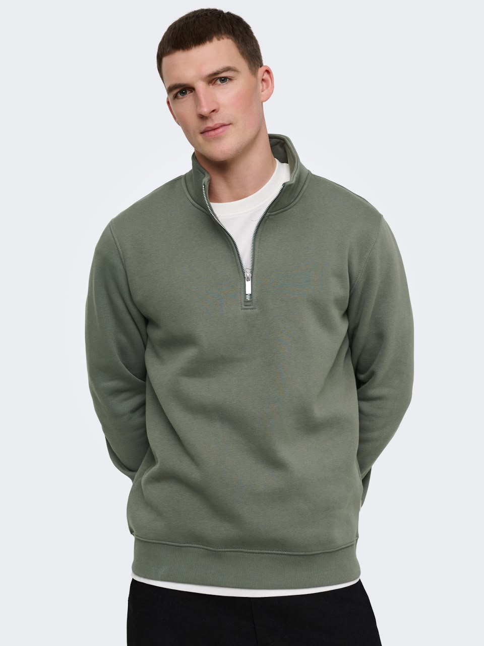 Mock Neck Zipper Sweatshirt