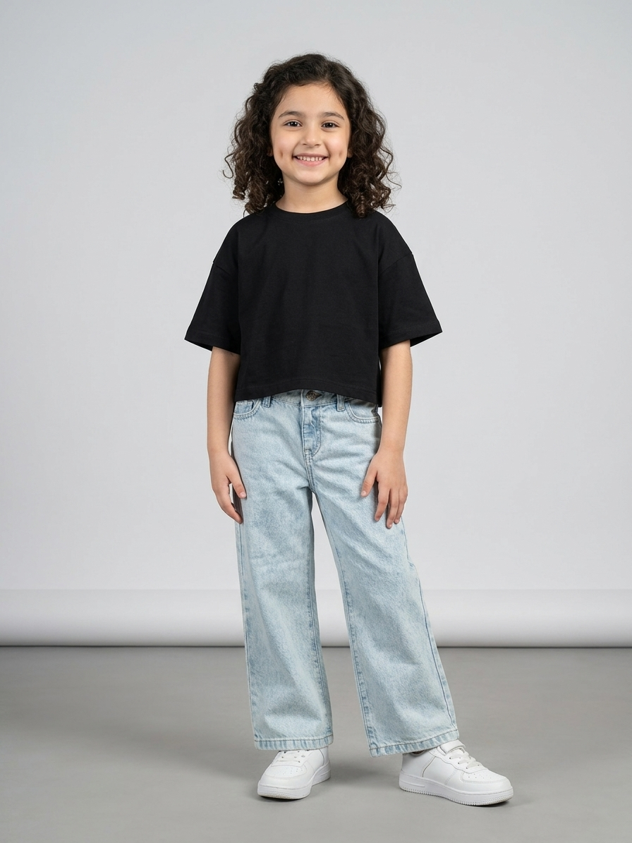 Girls Premium Wide Leg (Baggy) Denim - Light Blue