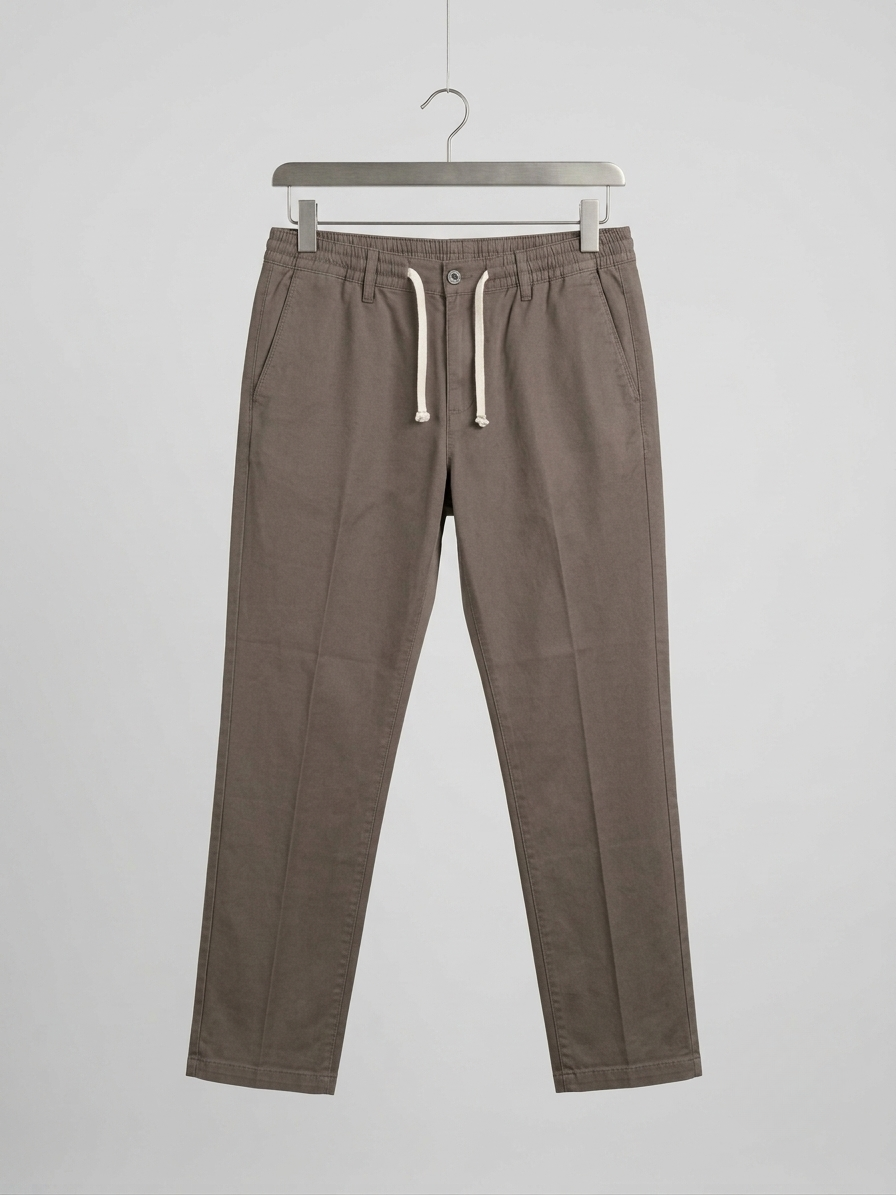 Men's Premium Twill Cotton Drawstring Trousers -  Greenish Brown