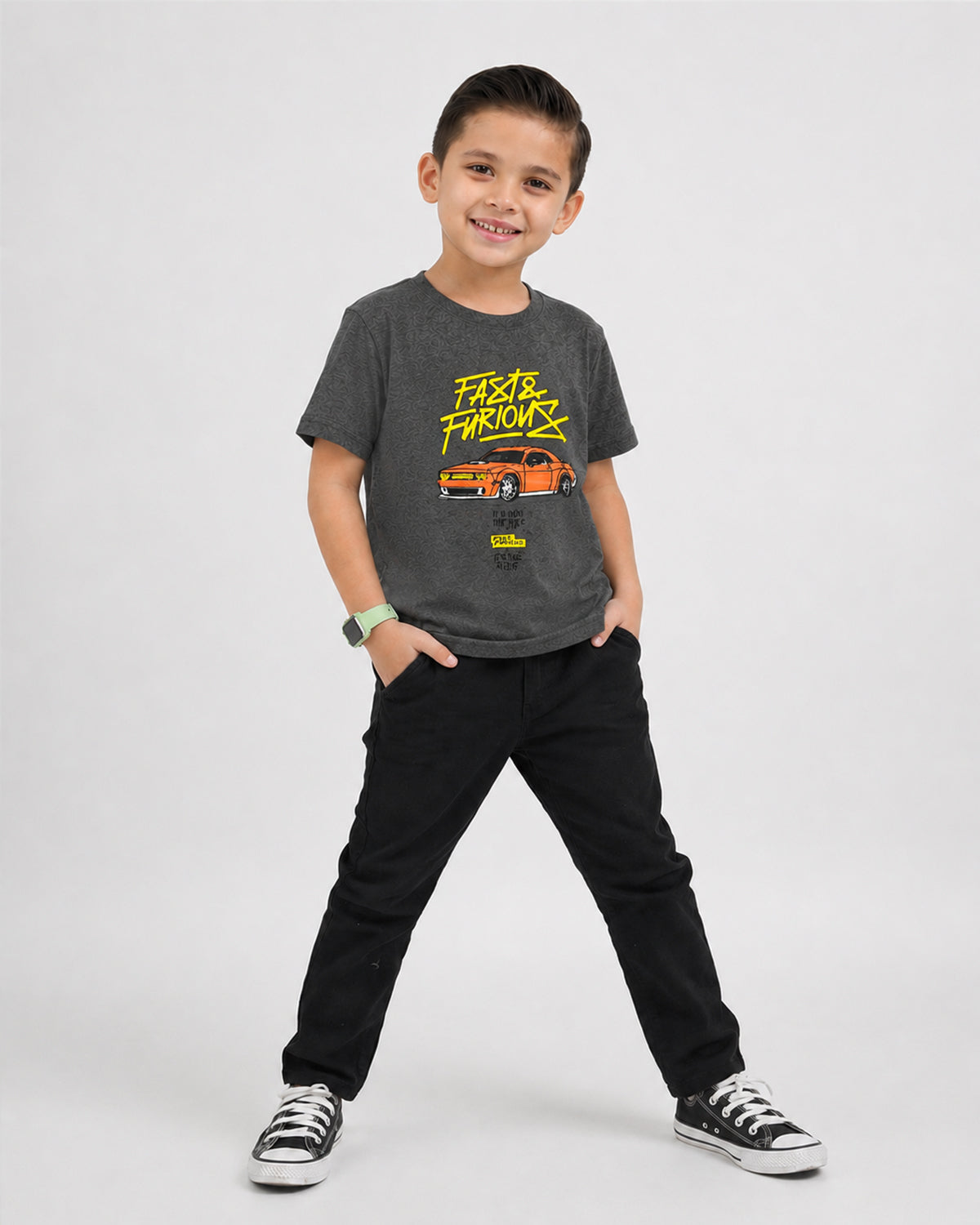 Boy Fast&Furious Graphic T-shirt - Charcoal