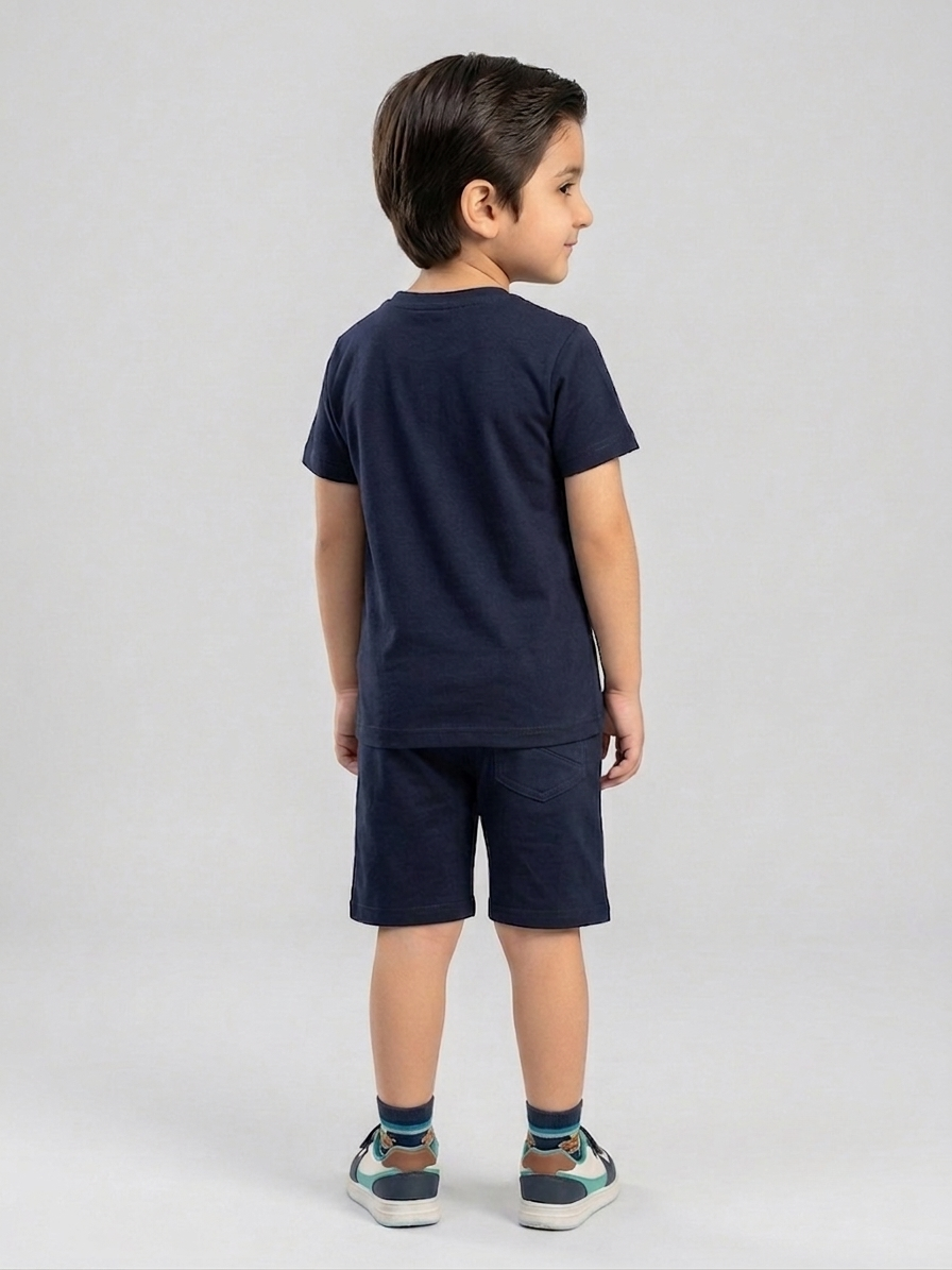 Leisure Club Boys Graphic T-Shirt and Shorts Set – Epic Adventure (1 to 5 Years) - Navy