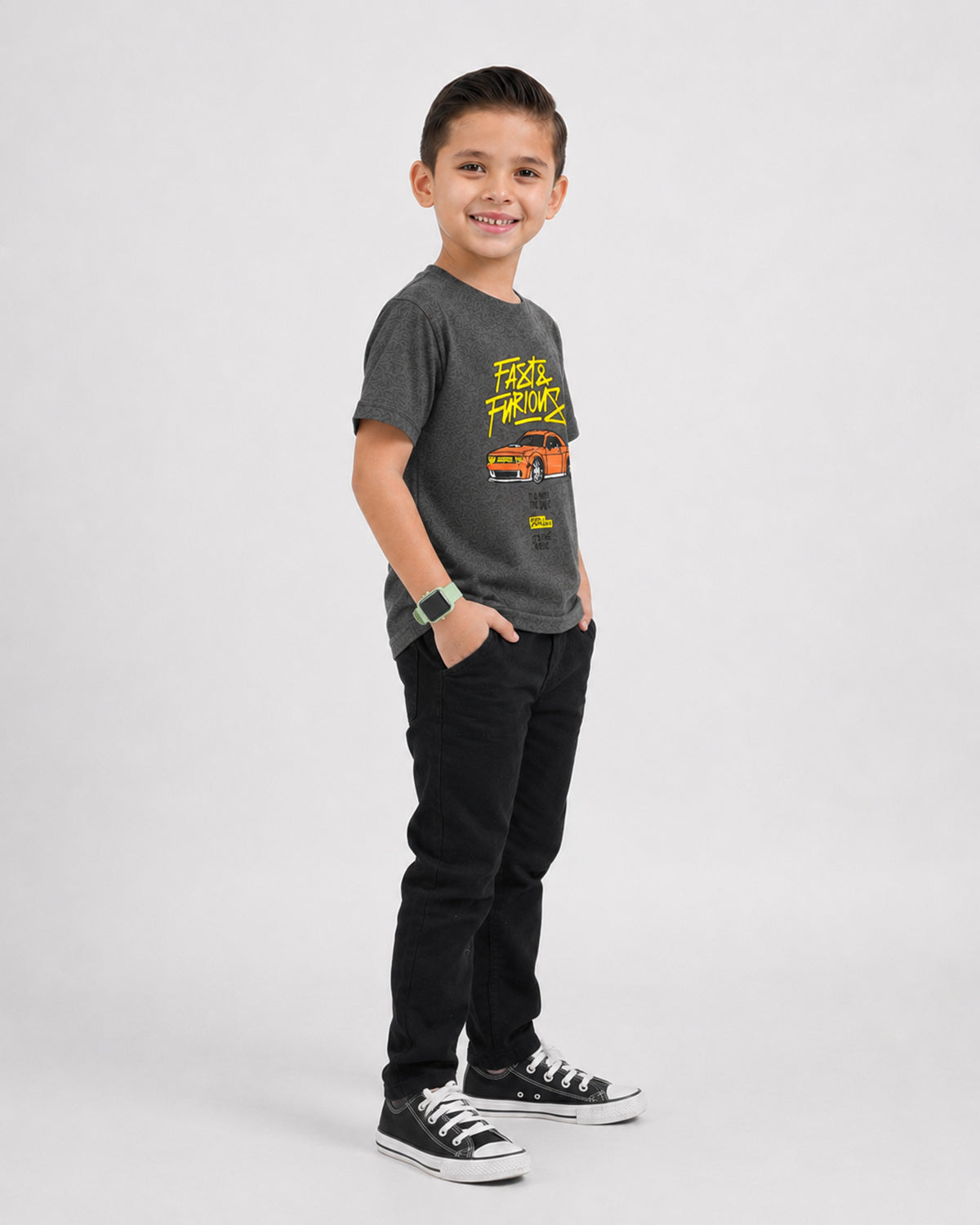 Boy Fast&Furious Graphic T-shirt - Charcoal