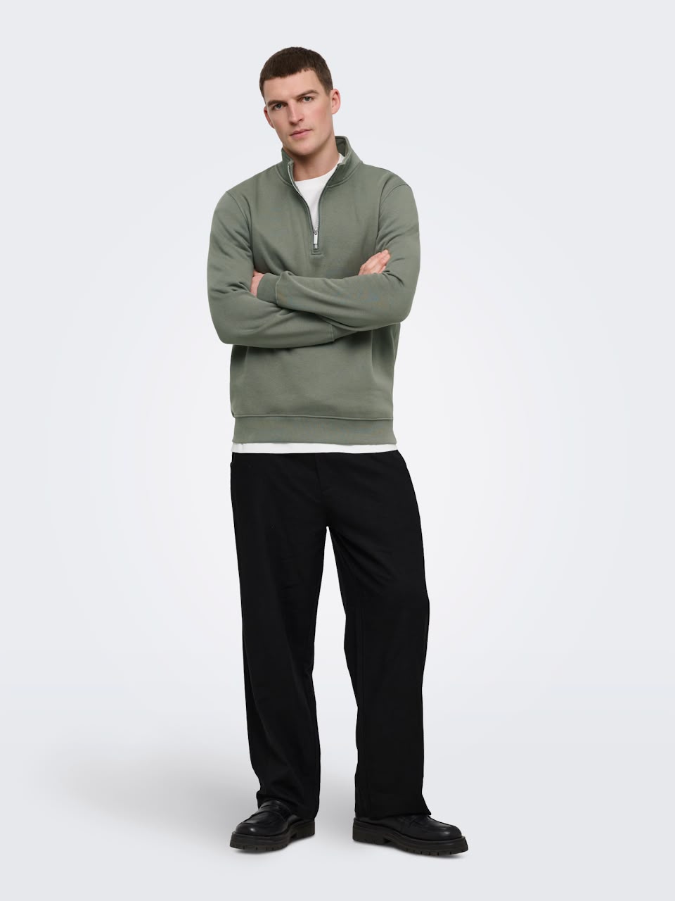 Mock Neck Zipper Sweatshirt