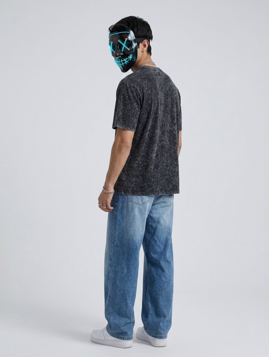 Men's Acid Wash Dark Grey Tee - Export Premium T-Shirt