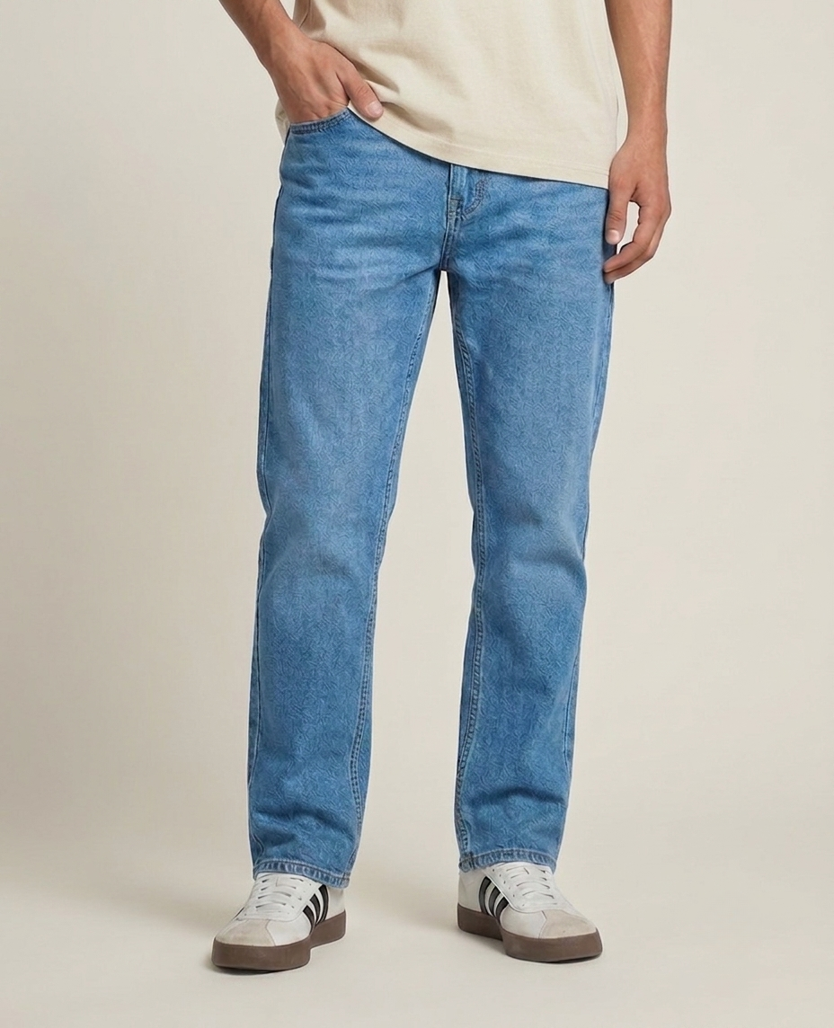 Men Premium Straight Fit Soft Denim Pull&Bear Jeans - Sky Blue