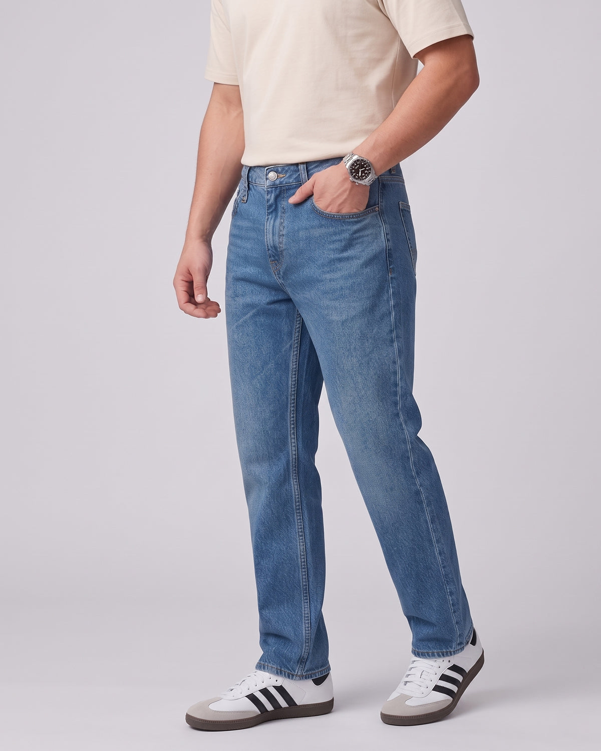 Men Straight Fit Soft Denim Pull&Bear Jeans - Sky Blue