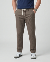 Men's Premium Twill Cotton Drawstring Trousers -  Greenish Brown