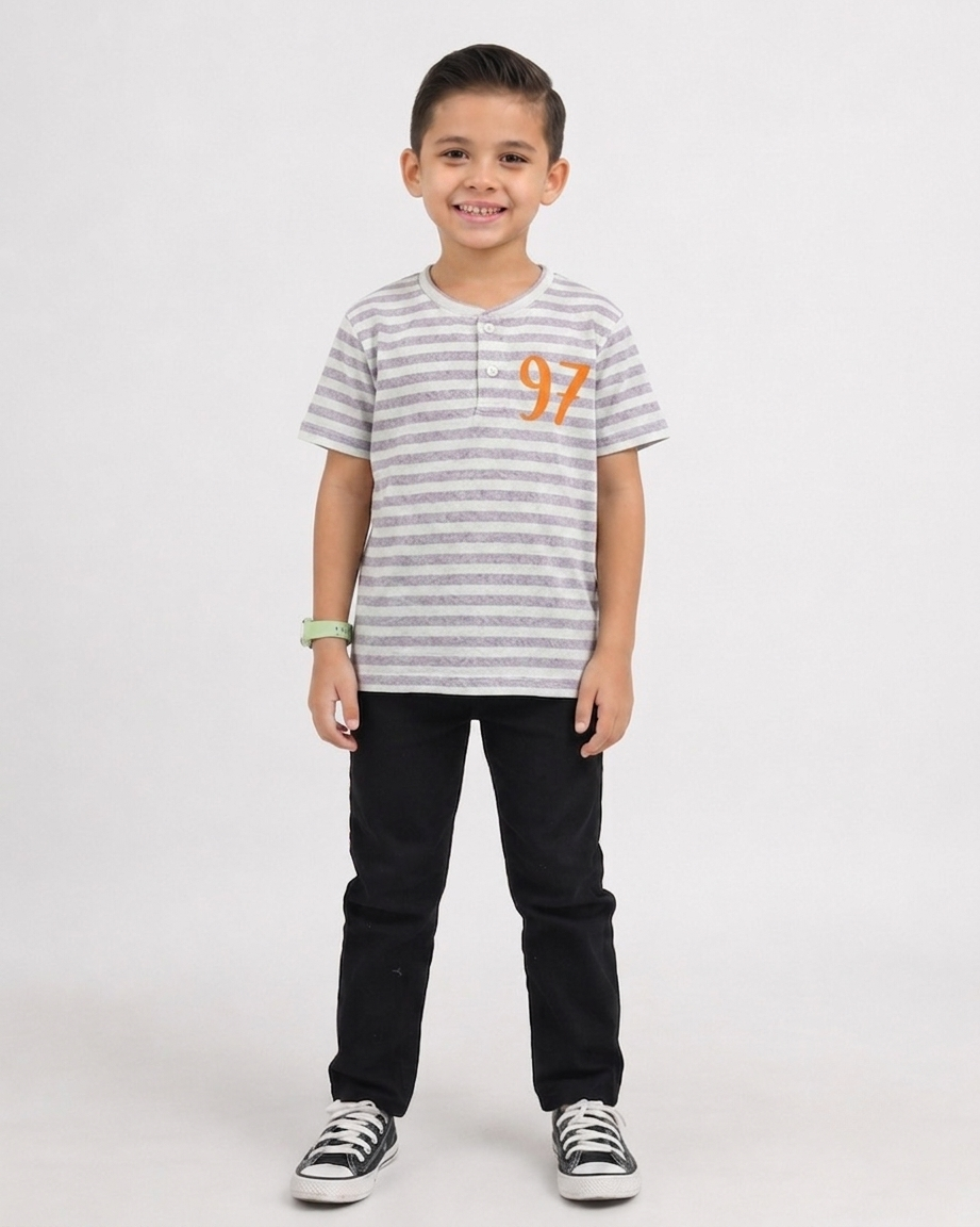 LC BOY 97 Logo Cotton Jersey Lining T-Shirt - Off White / Dusty Plum Lining