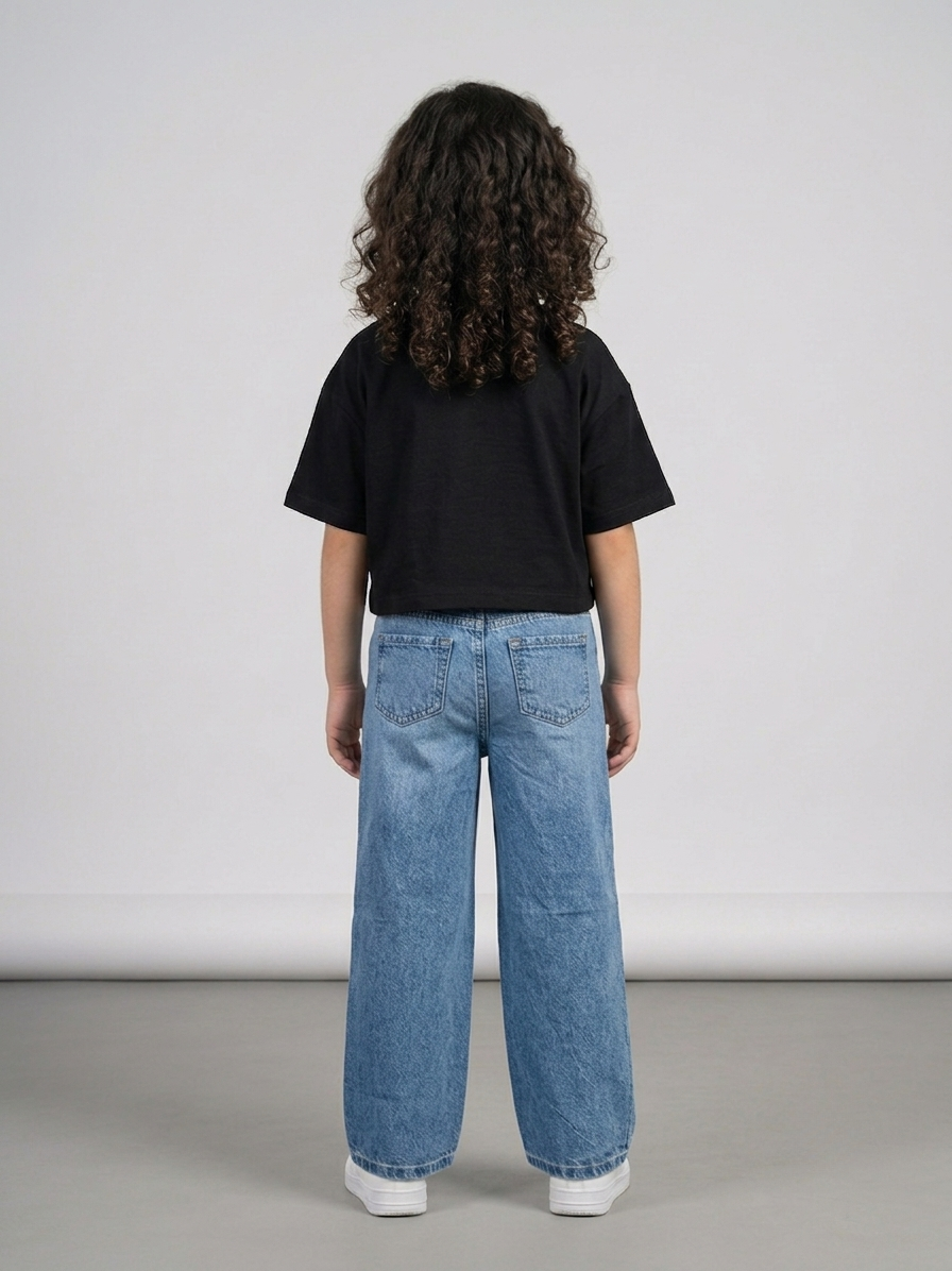 Girls Premium Wide Leg (Baggy) Denim - Heritage Blue