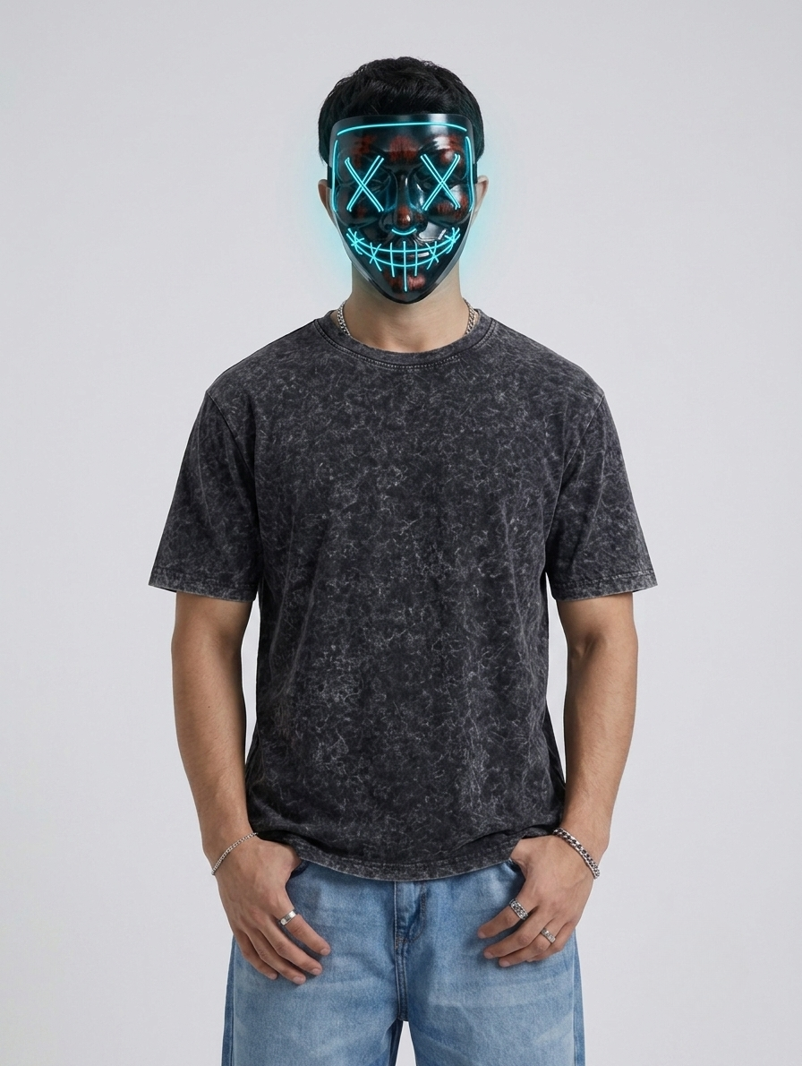 Men's Acid Wash Dark Grey Tee - Export Premium T-Shirt