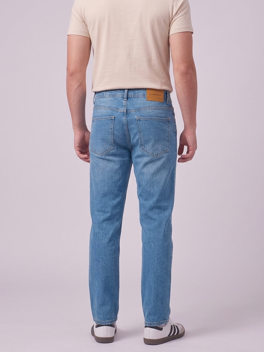 Men Premium Straight Fit Soft Denim Pull&Bear Jeans - Sky Blue