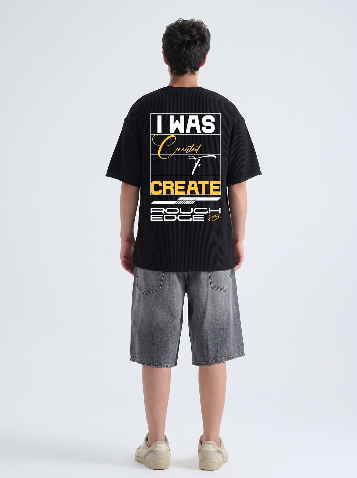 Premium Oversized Black Drop Shoulder T-Shirt – 180 GSM Cotton | RoughEdge