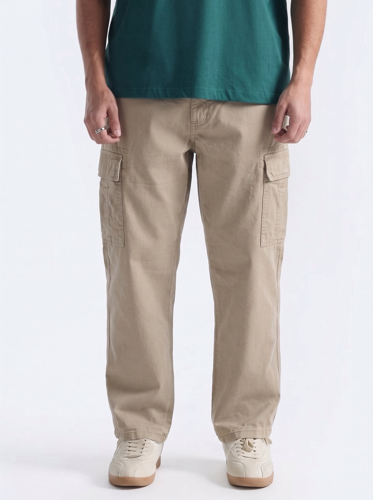 Men Relax Fit Cargo Trouser Beige | Khaki