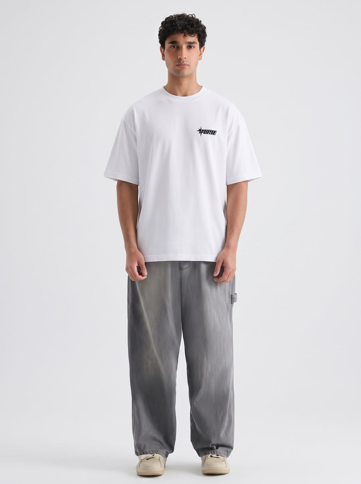 Premium Oversized White Drop Shoulder T-Shirt – 180 GSM Cotton | RoughEdge