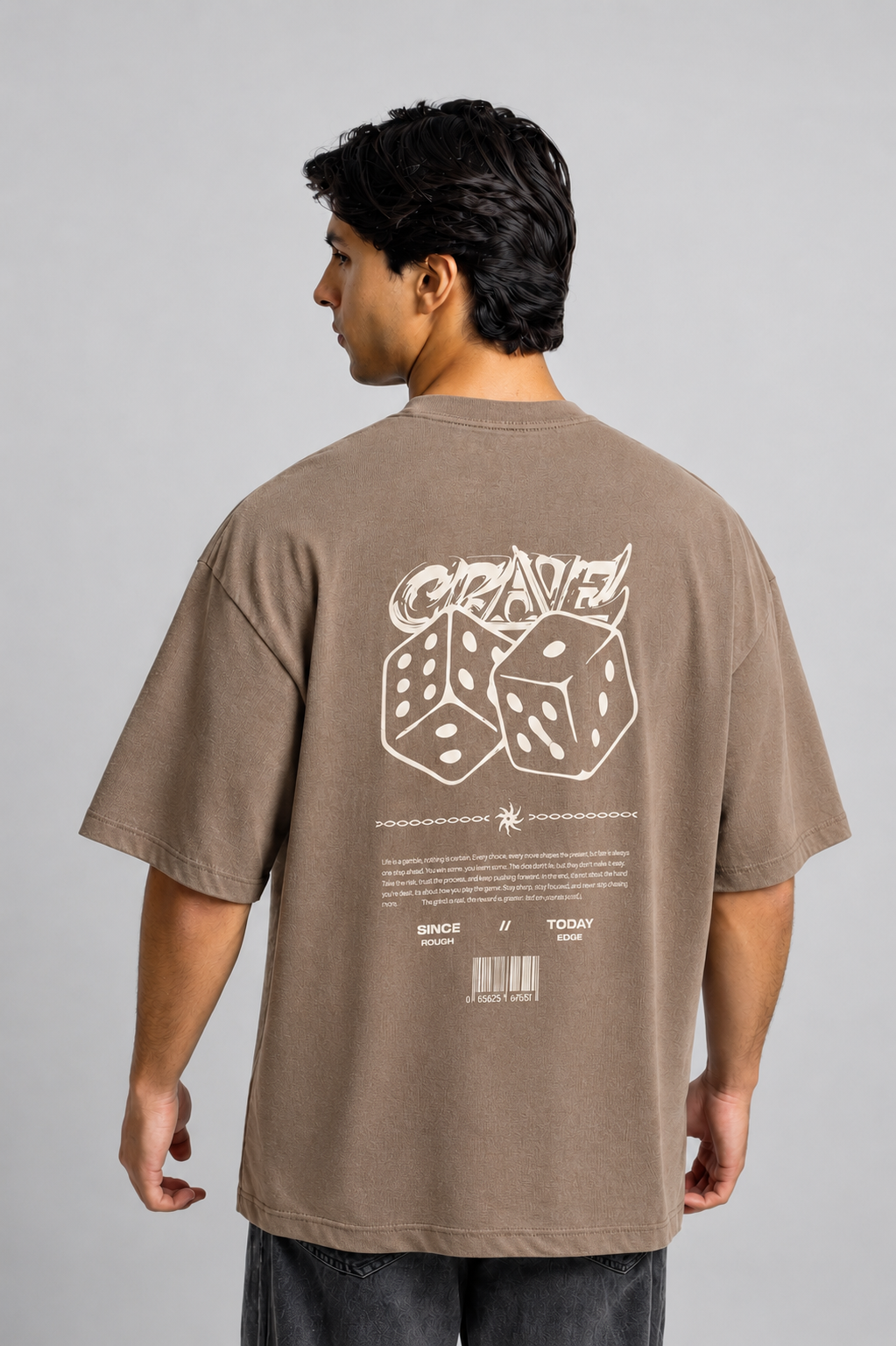 Men's Premium Oversized Brown Drop Shoulder T-Shirt – 220-240 GSM Cotton | RoughEdge