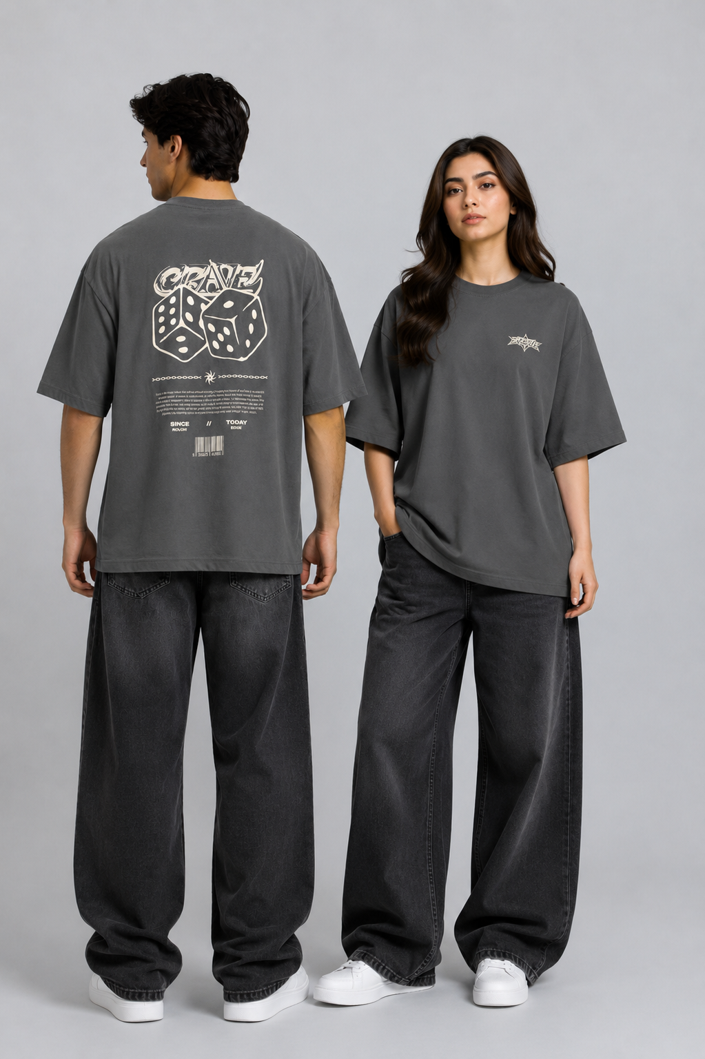 Men's Premium Oversized Charcoal Drop Shoulder T-Shirt – 220-240 GSM Cotton | RoughEdge