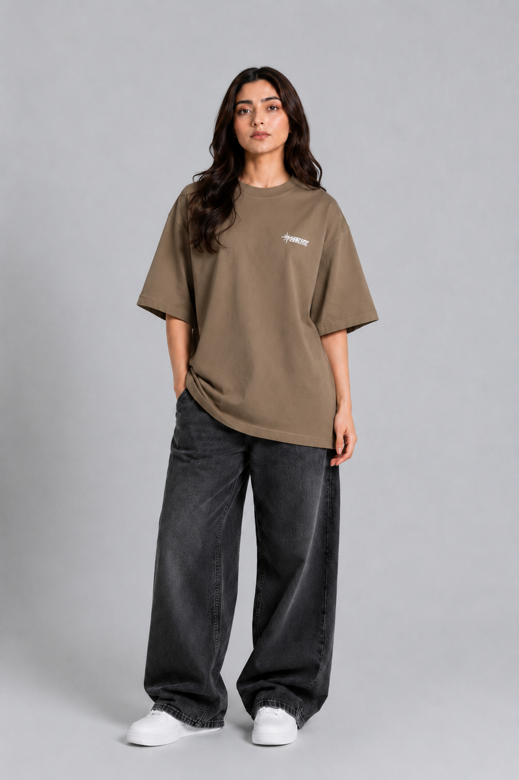 Men's Premium Oversized Brown Drop Shoulder T-Shirt – 220-240 GSM Cotton | RoughEdge