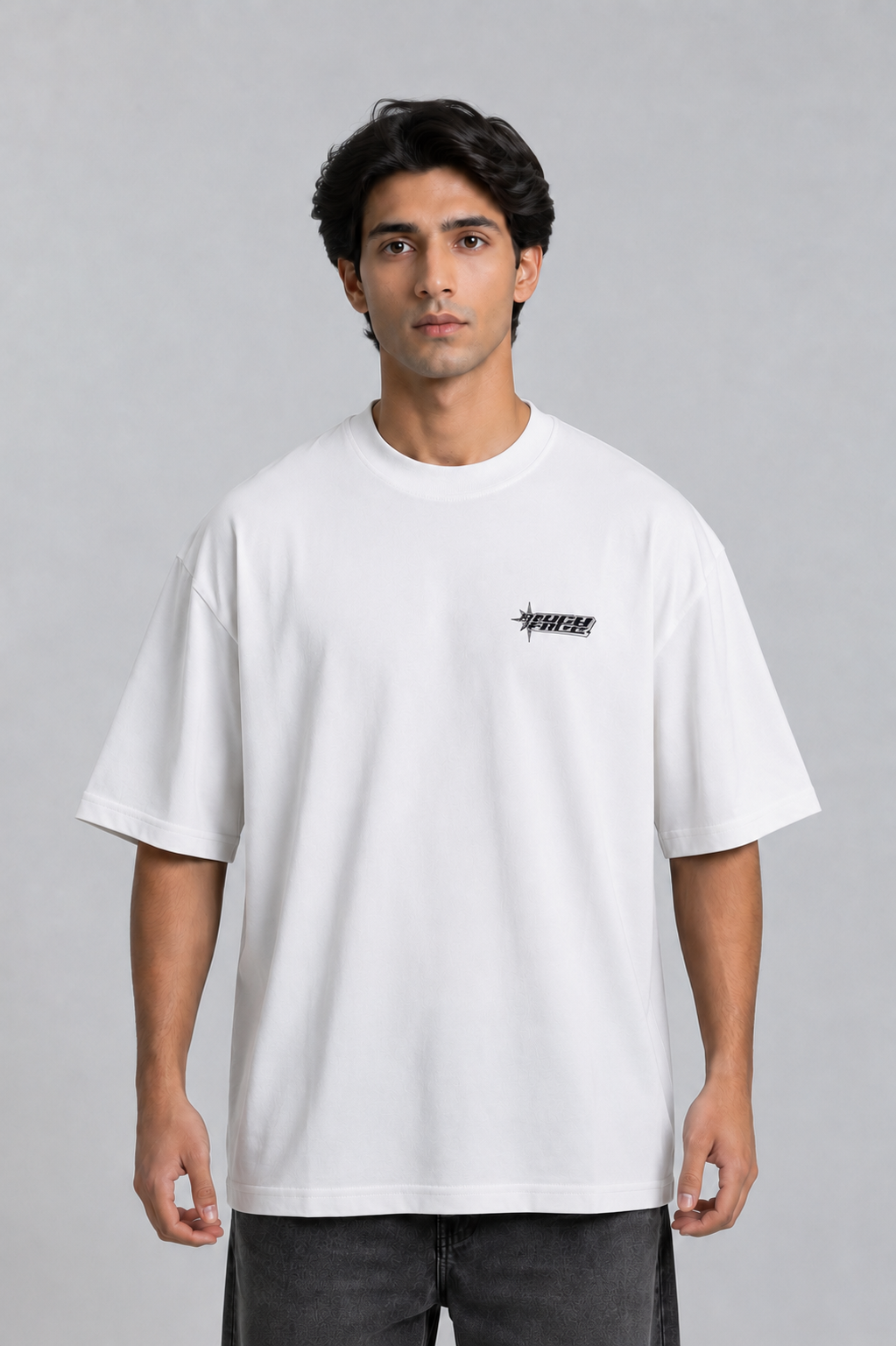 Premium Oversized White Drop Shoulder T-Shirt – 180 GSM Cotton | RoughEdge