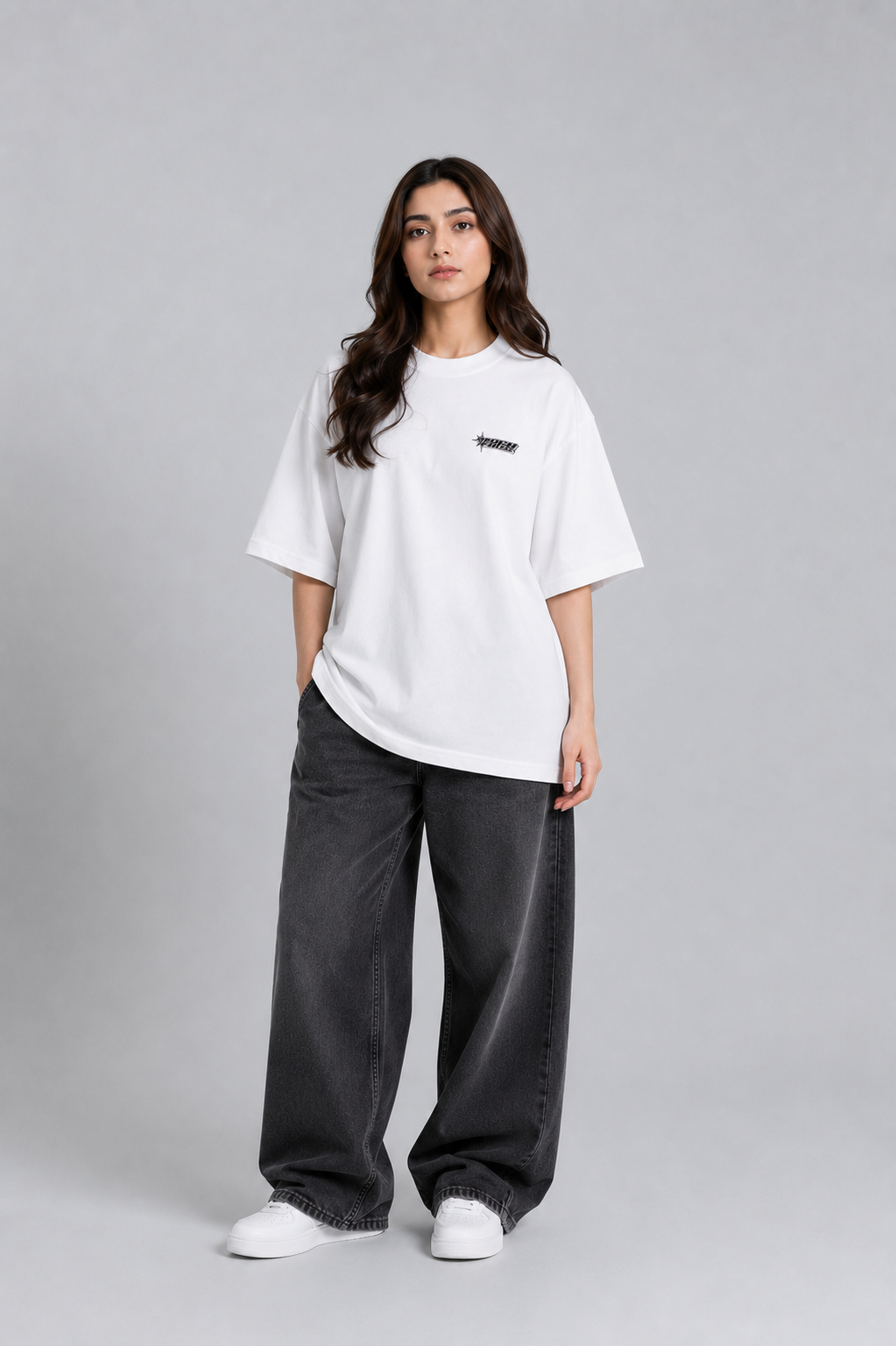 Premium Oversized White Drop Shoulder T-Shirt – 180 GSM Cotton | RoughEdge