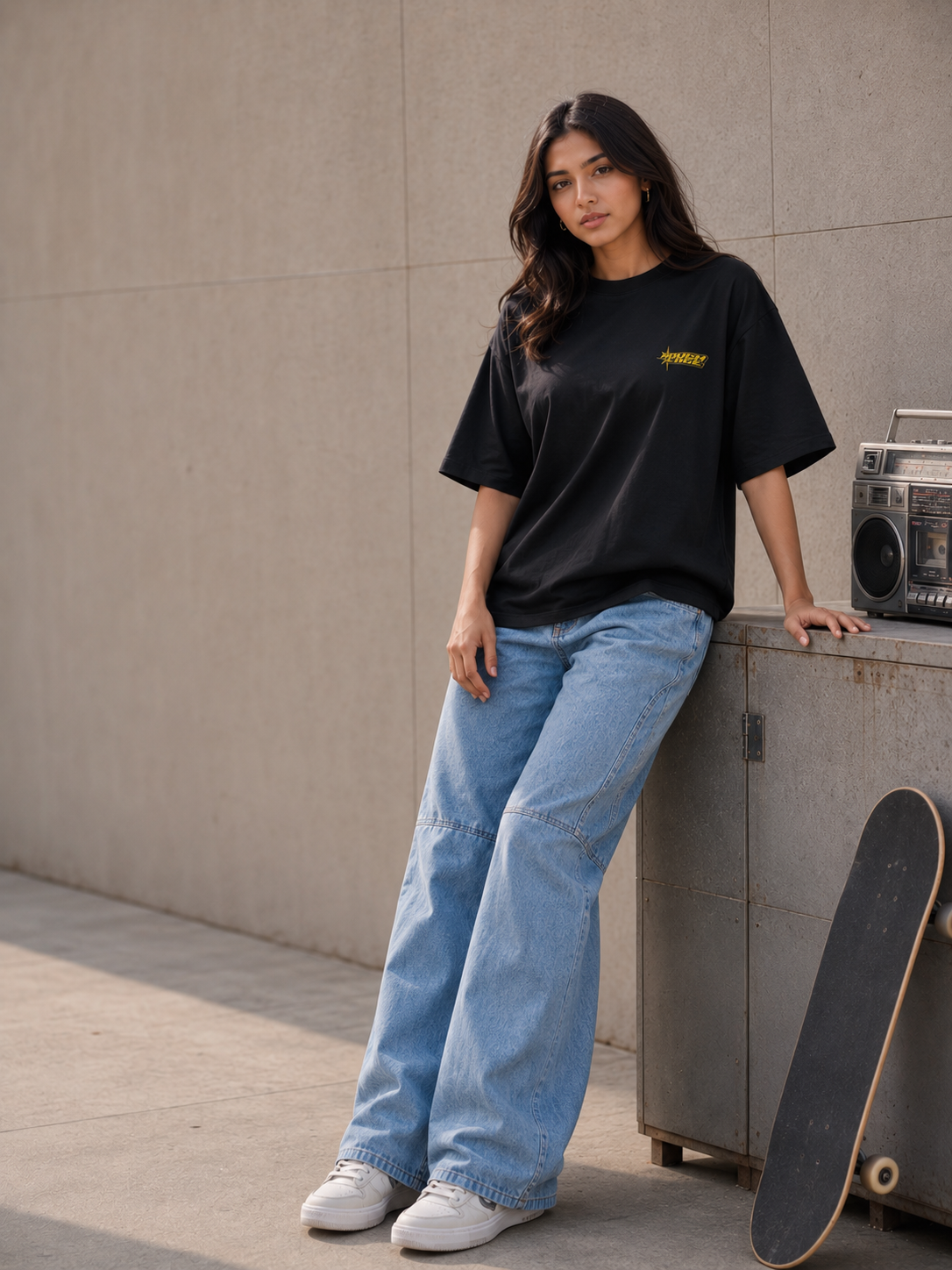 Premium Oversized Black Drop Shoulder T-Shirt – 180 GSM Cotton | RoughEdge