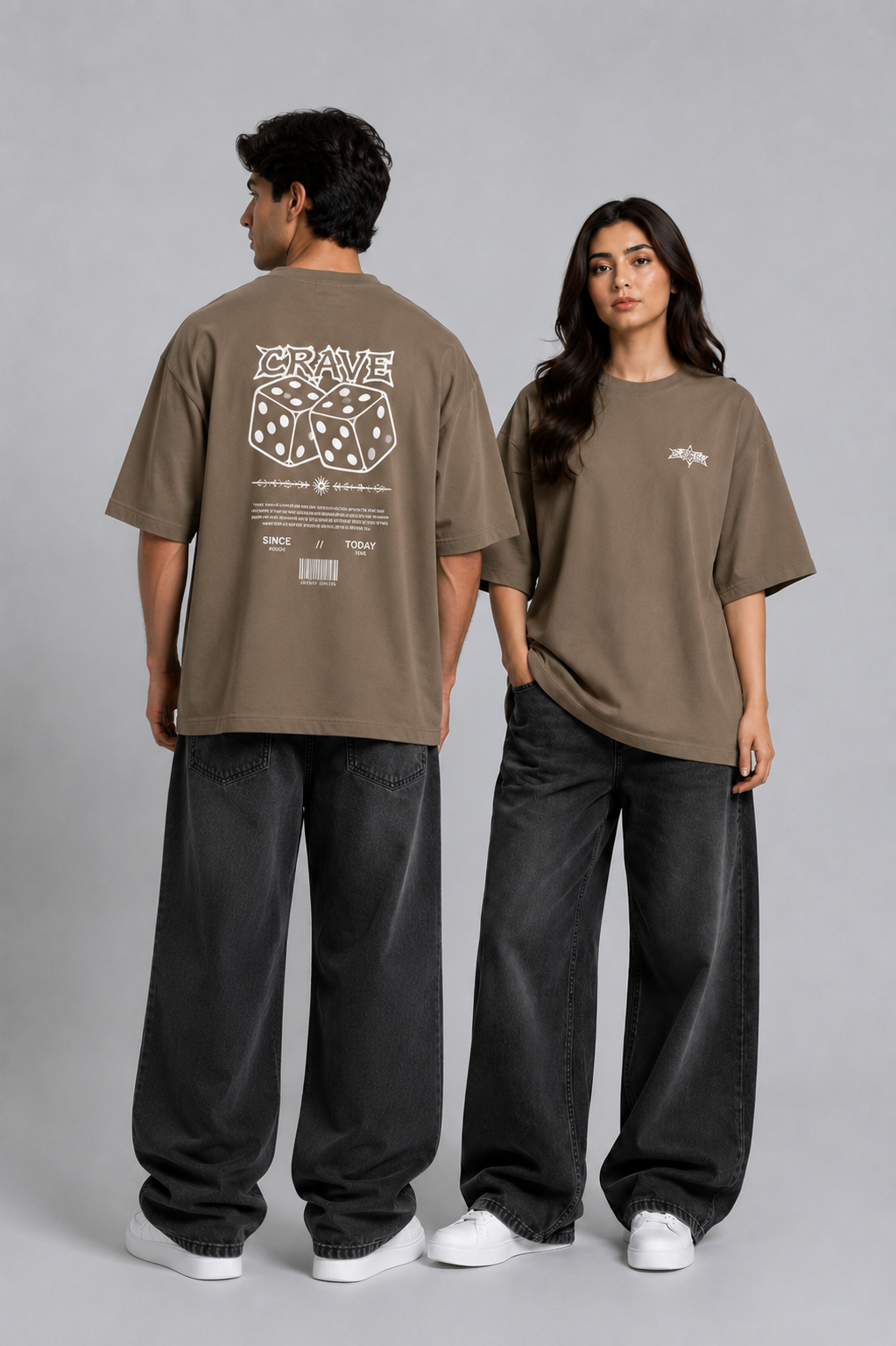 Men's Premium Oversized Brown Drop Shoulder T-Shirt – 220-240 GSM Cotton | RoughEdge
