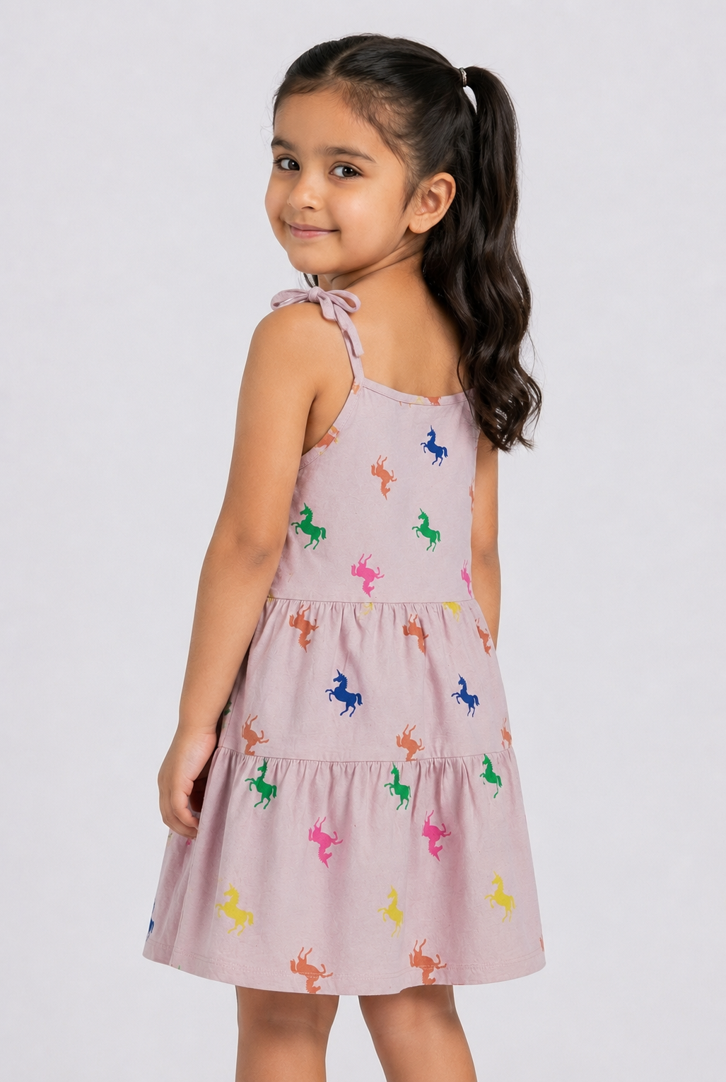 Beechtree Girls Unicorn Print Summer Frock Dress - Soft Cotton - Pink